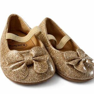 Kimbera Baby Girl Gold Glitter Mary Jane Shoes Size 12 Soft Sole Bow-AC256